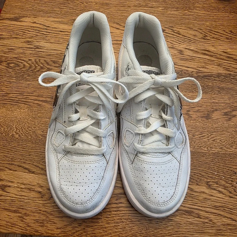Nike Son of Force Low White‎ Black Custom Spray Swoosh Kids Sneakers 615153-109